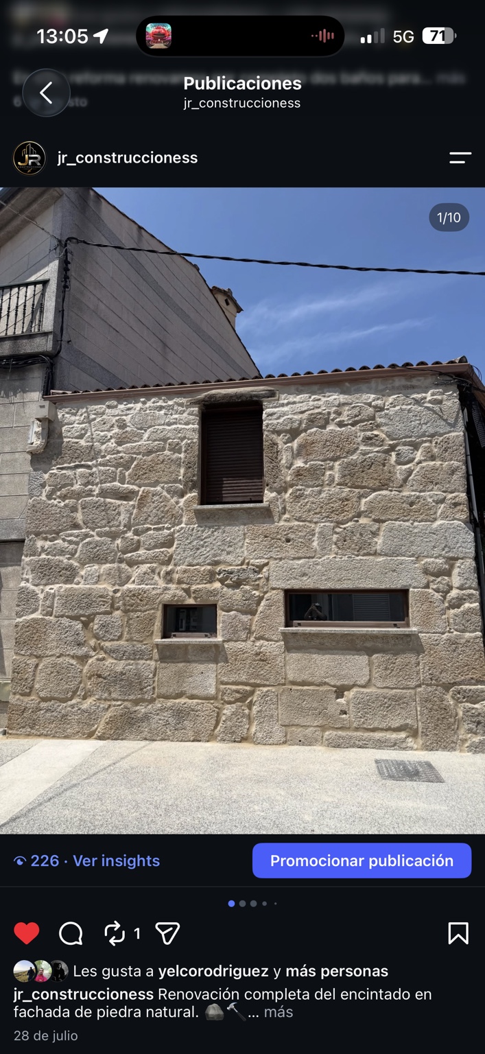 Fachada de piedra natural con encintado renovado
